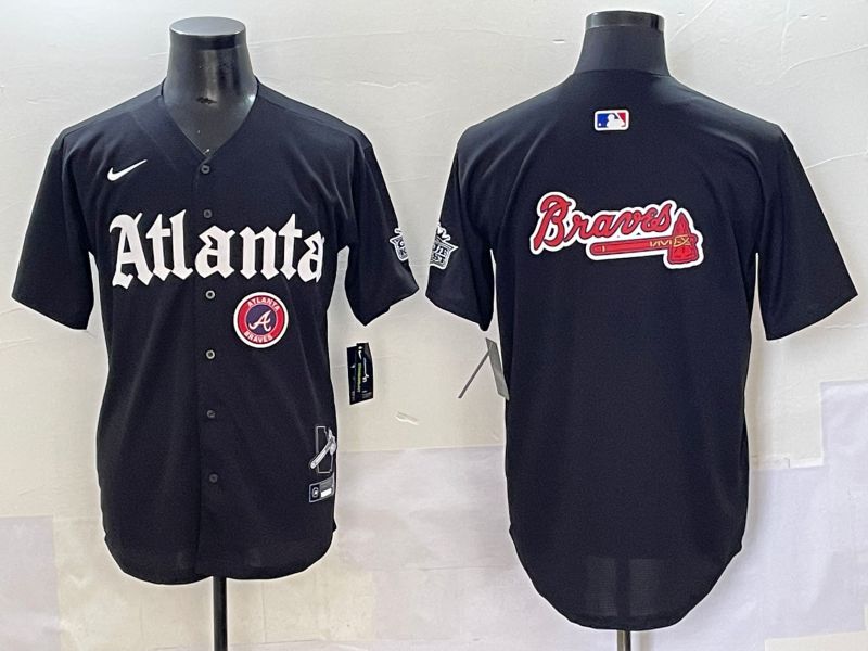 Men 2025 Atlanta Braves Blank Black Five generations Joint Name Nike MLB Jersey style 9